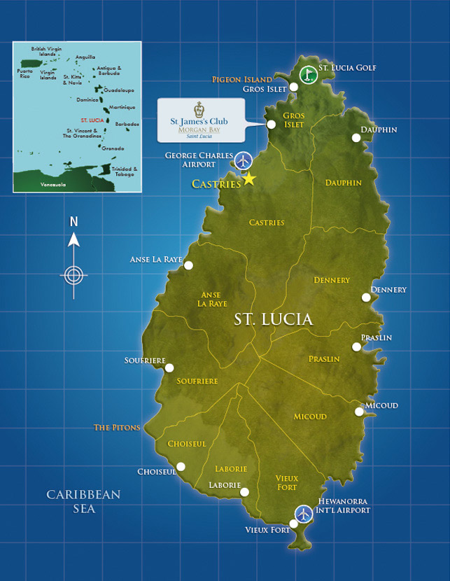 St Lucia Map Caribbean